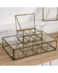 Gianna Large Brass & Glass Jewellery Box