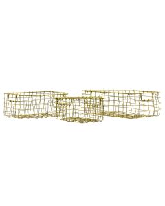 Adam Set of 3 Mini Wire Brass Baskets