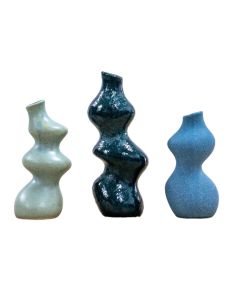 Ripple Set of 3 Blue Vases Medium