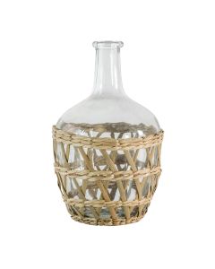 Brayden Small Glass & Weave Bottle Vase