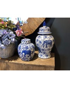 Pavilion Chic Temple Jar Elephant with Willow Pattern