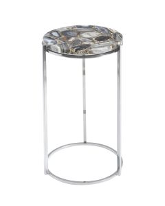 Agate Round Side Tables Nickel Frame