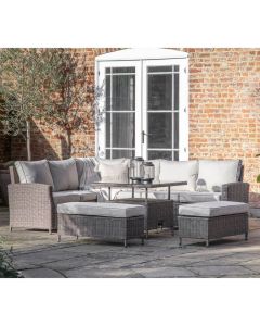 Malvern Square Rattan Corner Dining Set with Rising Table in Grey