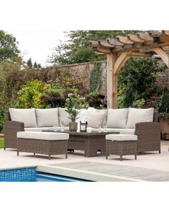 Malvern Rectangle Outdoor Dining Set with Rising Table in Natural
