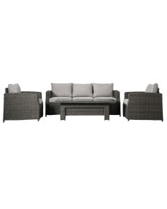 Malvern Rattan 5 Seater Sofa Set with Rising Table in Grey