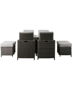 Chilham 8 Seater Rattan Cube Dining Set in Grey