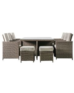 Chilham 10 Seater Rattan Cube Dining Set in Natural