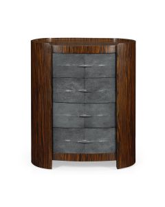 Oval Bedside Chest Faux Macassar & Anthracite Shagreen