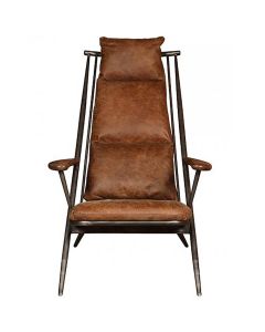 Ely Studio Chair in Brown Leather
