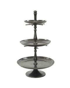Cake Stand Style Shelving 3 Tier Black Height 92cm