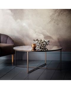 Naunton Round Mirror Top Coffee Table in Bronze