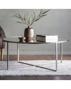 Naunton Round Mirror Top Coffee Table in Silver