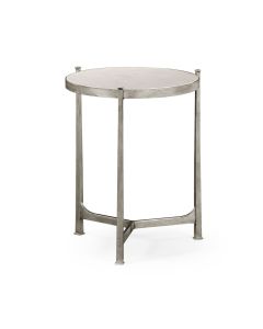 Round End Table Contemporary in Ivory Scagliola