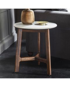 Round Side Table Plaza with Marble Top