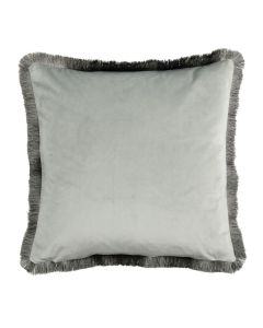 Isla Silver Velvet Fringed Cushion Set of 2