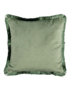 Isla Green Velvet Fringed Cushion Set of 2