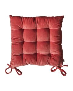 Daphne Velvet Seat Pad in Coral Red