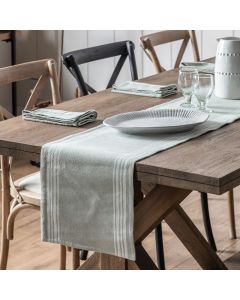 Stripe Reversible Cotton Table Runner Sage 180cm