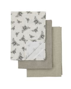 Natural Cotton Bee Tea Towels Set of 3