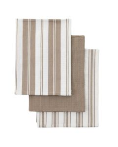 Taupe Stripe Organic Cotton Tea Towels Set of 3