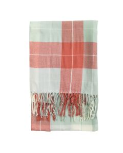Winchester Check Acrylic Tassel Throw Coral