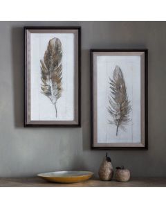 Set of 2 Feather Sketch Framed Art