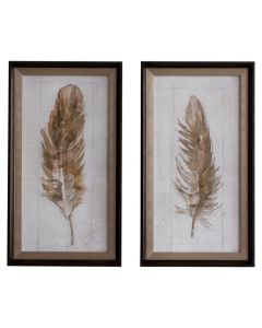 Set of 2 Feather Sketch Framed Art