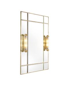 Wall Mirror with Lights Beaumont in Vintage Brass