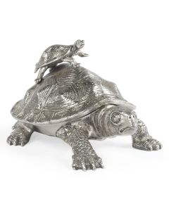 Turtle Figurine Box with Hatchling - Stainless Steel