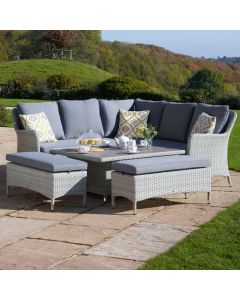 Tetbury Cloud Rattan Corner Sofa Set with Rising Table & 2 Benches