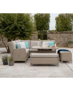 Chedworth Rattan Corner Dining Set with Fire Pit & 2 Benches