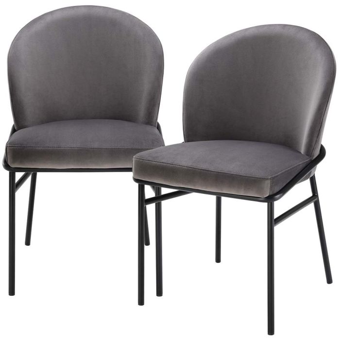 Eichholtz Willis Grey Velvet Dining Chairs Set of 2 1
