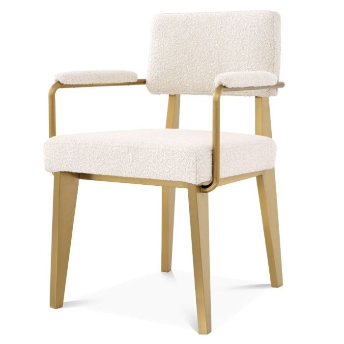 Eichholtz Sorbonne Dining Chair with Arm in Boucle Cream 1