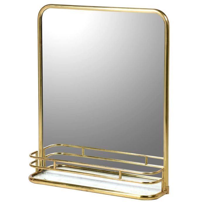 Pavilion Chic Brass Gallery Mirror with Marble Shelf 1