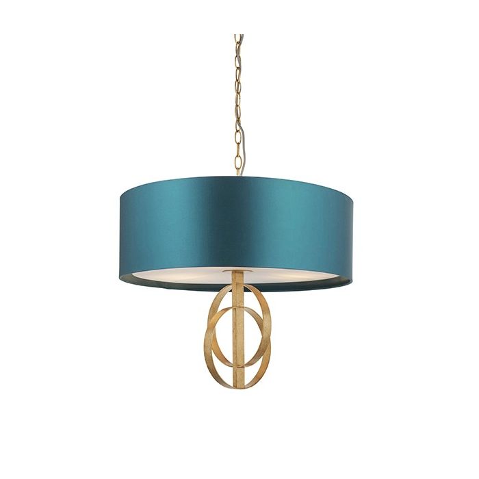 Vermont Gold Pendant Light in Teal 1