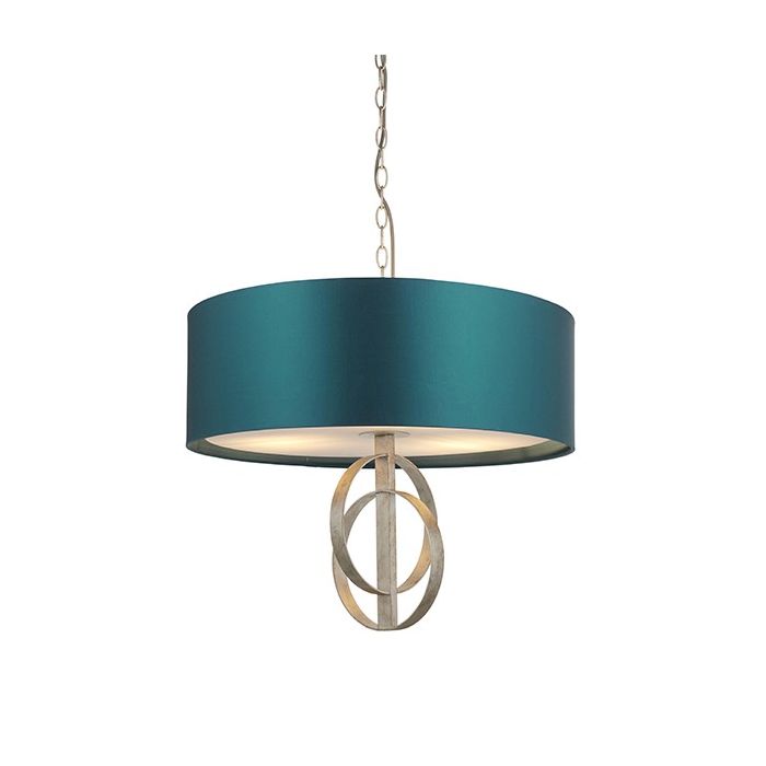 Vermont Silver Pendant Light in Teal 1