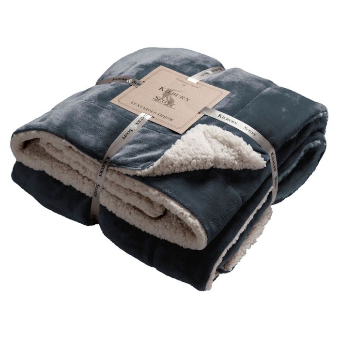 Montague Sherpa Throw Blanket in Grey 1