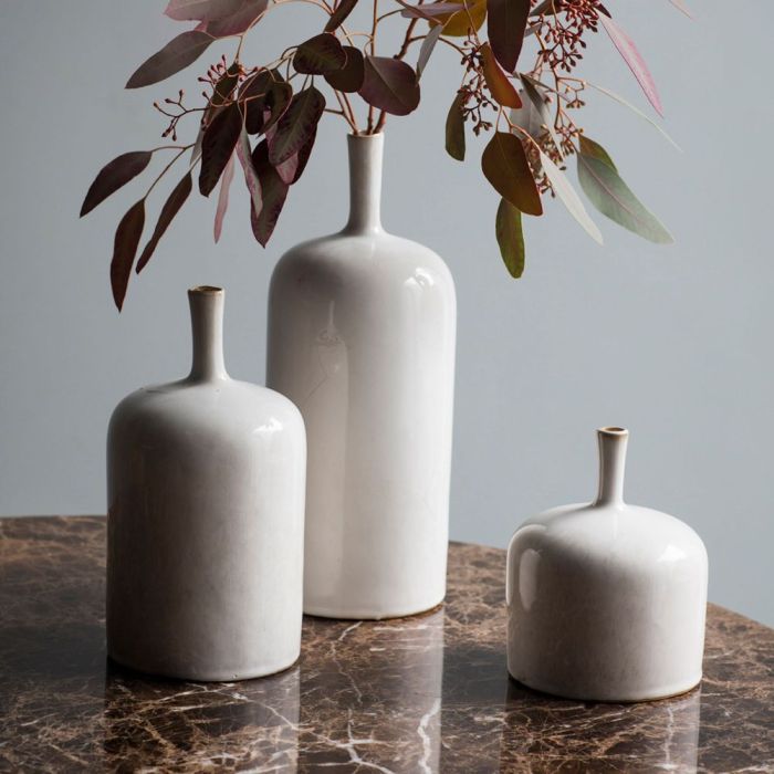Nagao Contemporary Set of 3 White Vases 1