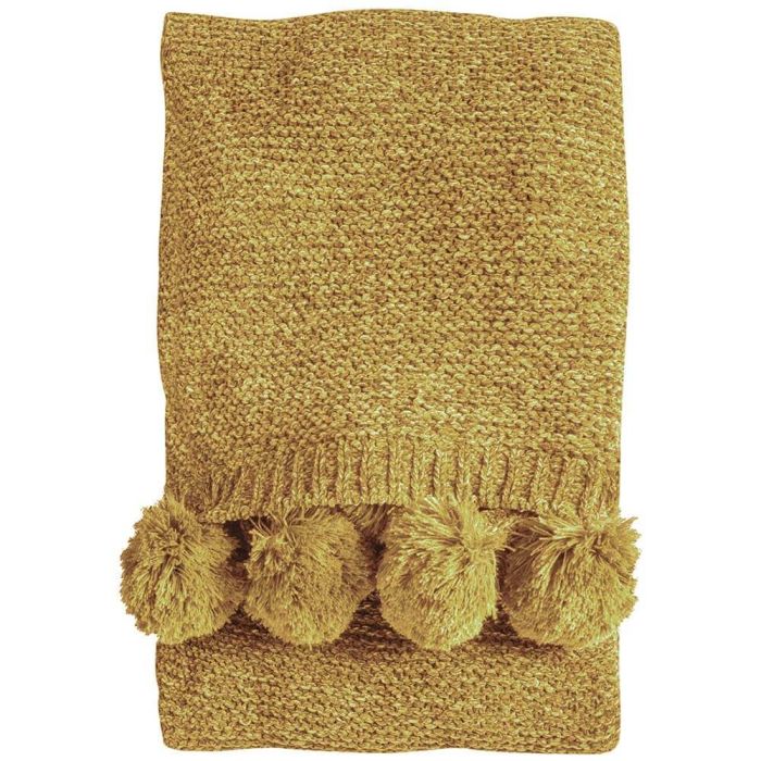 Pavilion Chic Knitted Throw Snug in Ochre 1