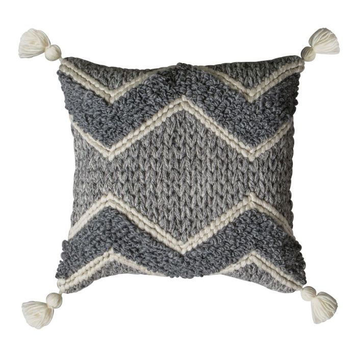 Isabella Grey Tassel Cushion 1