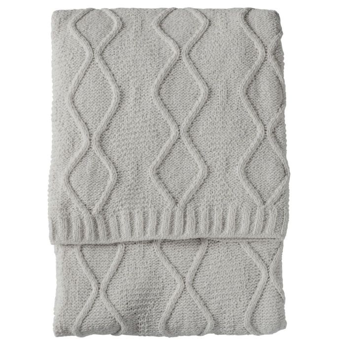 Aurelia Chenille Cable Knit Throw in Grey 1
