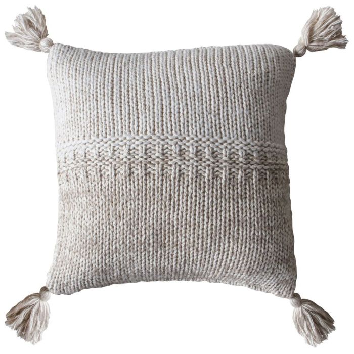 Leo Knitted Cushion in Cream 1