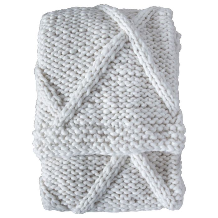 Anastasia Cream Cable Knit Throw 1