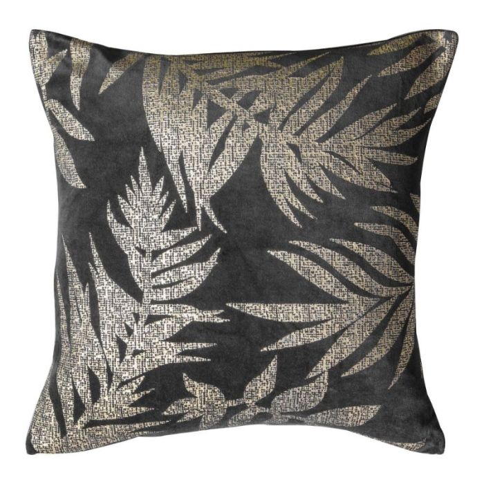 Campden Metallic Leaves Cushion in Grey 1