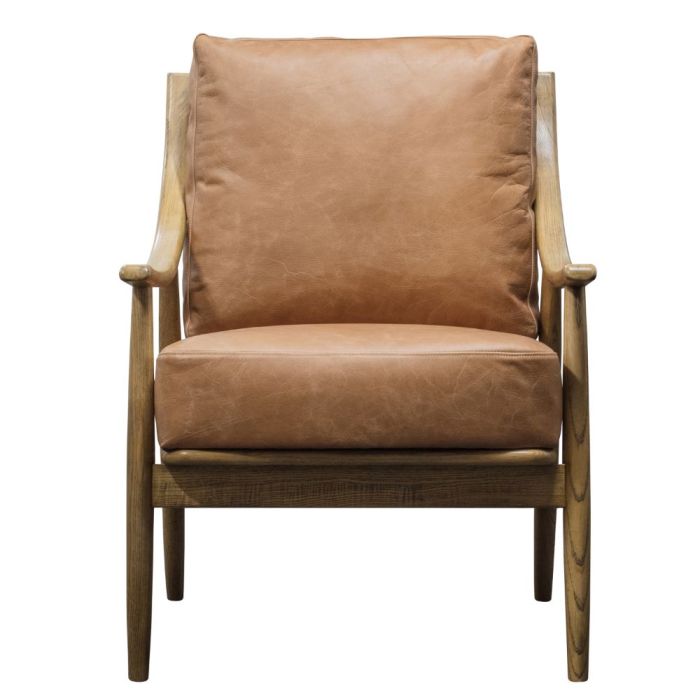 Pavilion Chic Millow Armchair in Brown Leather 1
