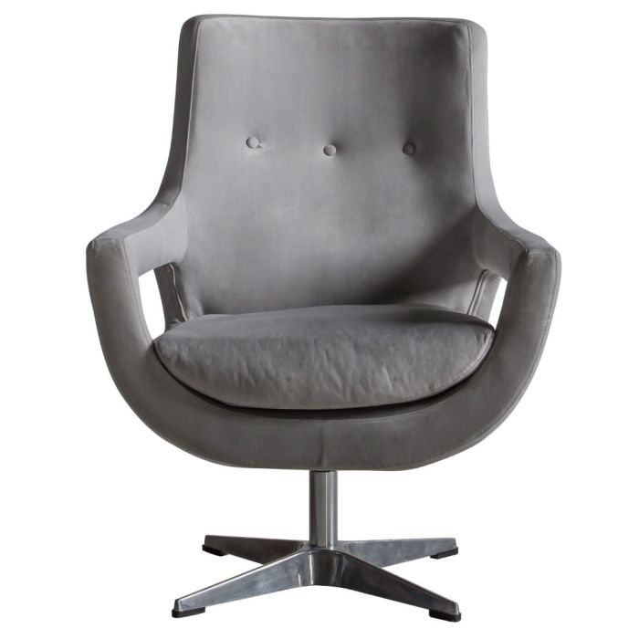Pavilion Chic Watson Grey Velvet Swivel Chair 1
