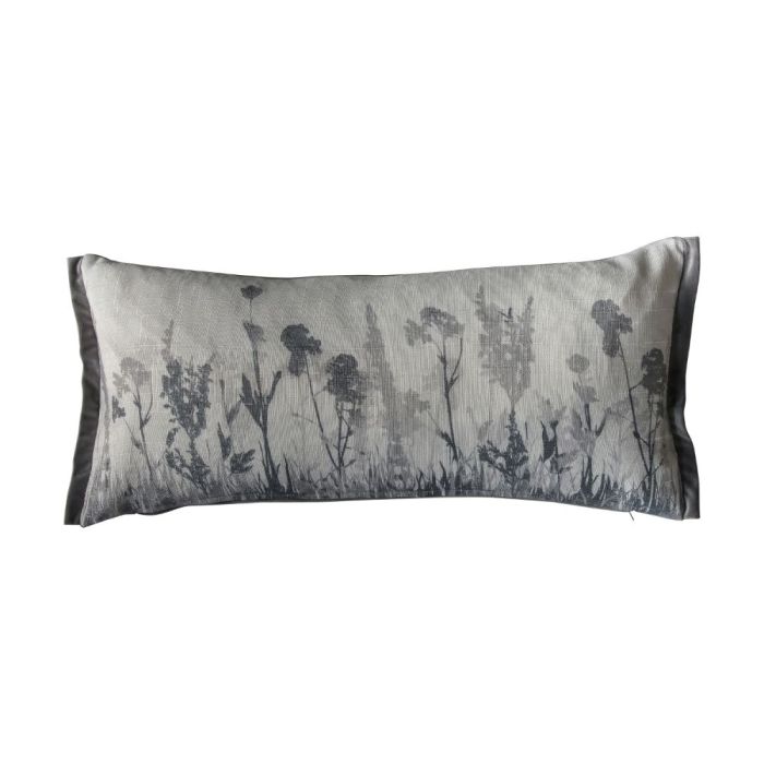Grey Floral Fields Cushion 1