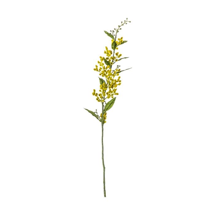 Set of 3 Yellow Artificial Mimosa Flower Stems H70cm 1