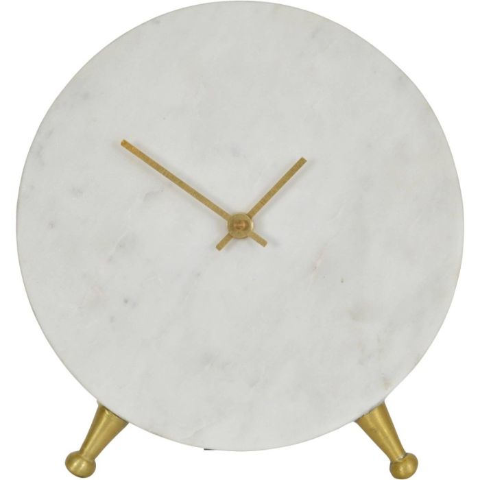 Libra Round Marble Mantle Clock White 1