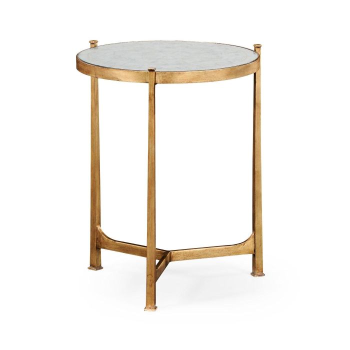 Jonathan Charles Round End Table Contemporary in Eglomise 1